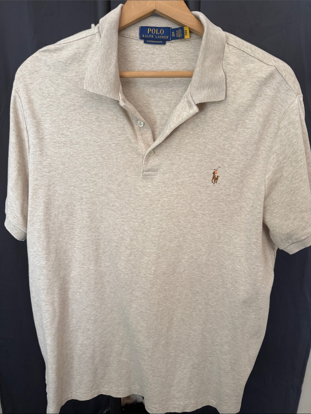 Polo by Ralph Lauren Men’s Light Heather Gray Polo with Embroidered Pony